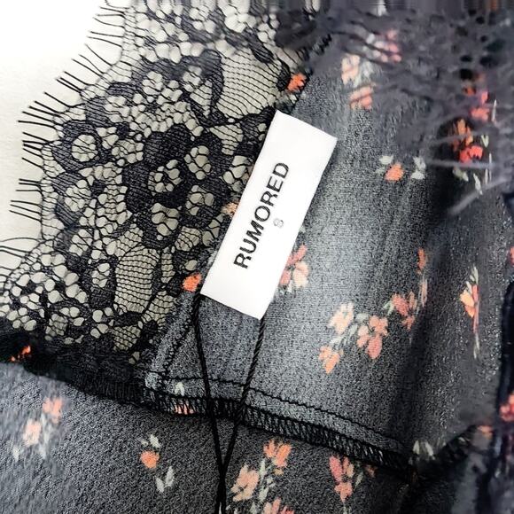 NEW Rumored Frontier Spanish Poppy Black Red Floral Lace Maxi Dress Small - Picture 11 of 15